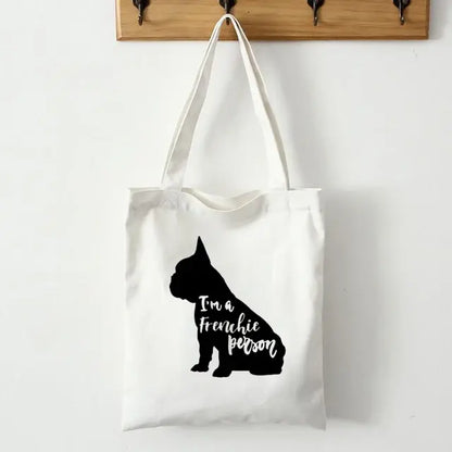 French Bulldog Print Canvas Tote Bag